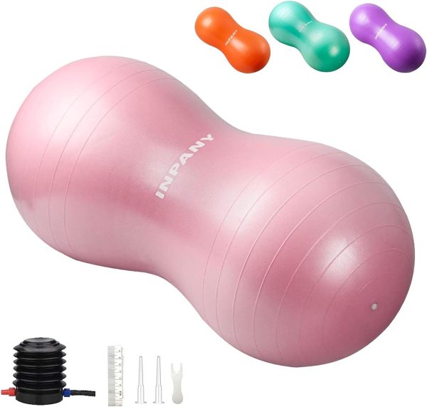 INPANY Peanut Ball - Anti Burst Exercise Ball for Labor Birthing, Physical Therapy for Kids, Core Strength, Flexible Seating, Home & Gym Fintness, Sensory Chair Wiggle Seat for...